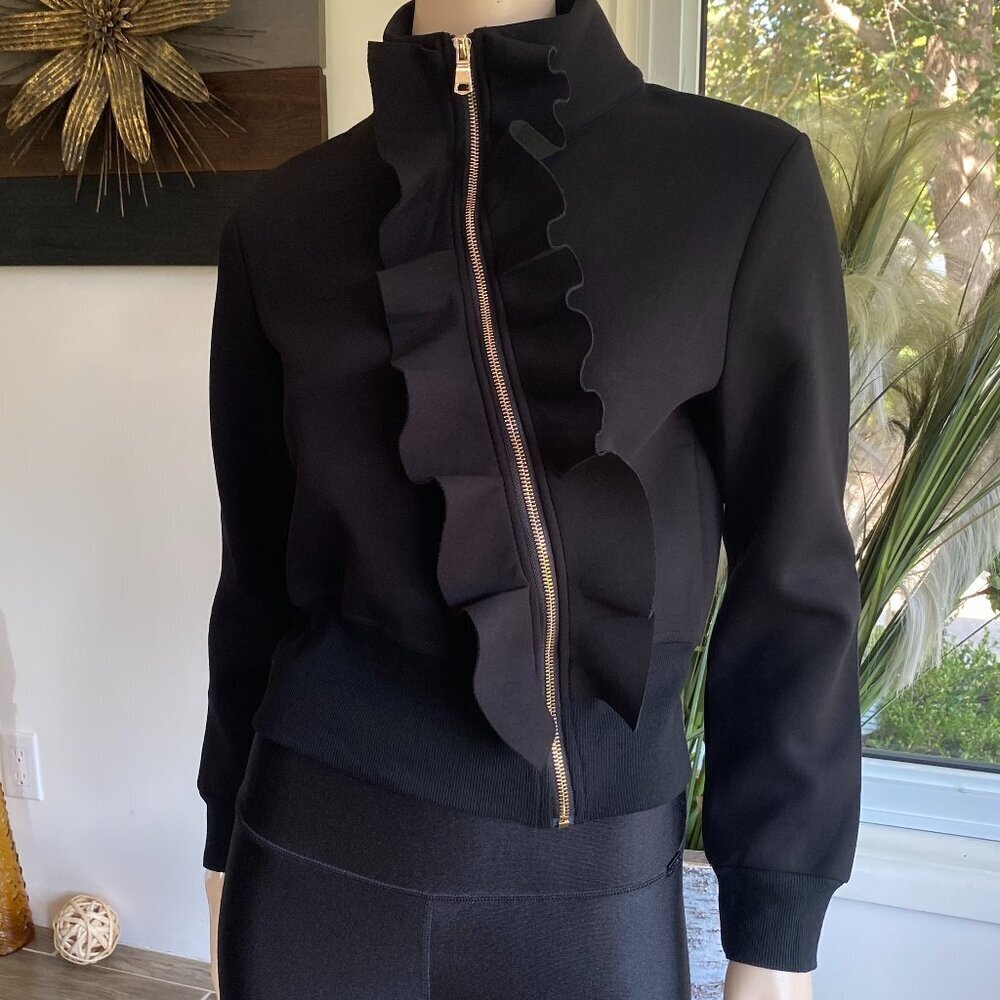 Vivid New York Asymmetric Zipper Cropped Sweater Sz M​​​